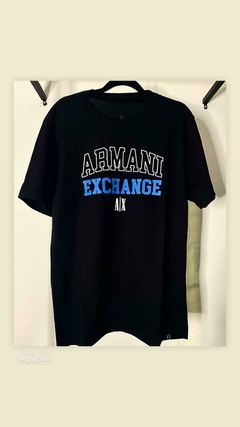 Camiseta Armani - Preta Estampa Azul