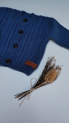 Cardigan Trenzado - AZUL JEAN - tienda online