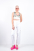 Cropped Floral e Branco com Tachas