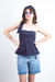 Blusa Sem Alças Marinho Peplum e Poá Hollister - comprar online