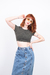 Cropped Canelado Verde Militar - comprar online