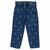 Calça comprida jeans com bolsos e elástico regulador na cintura com estampa laser - comprar online