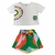 Conjunto blusa com estampa manga curta, short-saia estampado com elástico e faixa - comprar online