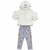 Conjunto casaco em pelo com capuz e zíper e calça em moletom flanelado com estampa - comprar online