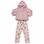 Conjunto casaco em pelo com capuz e zíper e calça em moletom flanelado com estampa na internet