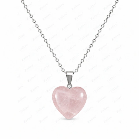 Collar Corazón mini Cuarzo Rosa