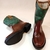 Botas de lluvia goma marrón y escoses verde. - comprar online