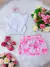 Conjunto Infantil da Barbie Branco C/ Saia Rosa e Laço (0166BR) - loja online