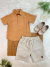 Conjunto Camisa Caqui Com Bermuda Bege de Cordão (3518CQ) - Lorhei babys