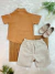 Conjunto Camisa Caqui Com Bermuda Bege de Cordão (3518CQ) - loja online