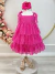 Vestido Infantil Rosa de Alça e Com Plumas Luxo - Lorhei babys