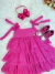 Vestido Infantil Rosa de Alça e Com Plumas Luxo na internet