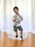 Conjunto Camisa Branca Estampada Com Bermuda Cinza de Cordão (3509BZ)