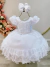 Vestido Infantil Branco Luxo C/ Renda e Aplique de Flores (8006BR) - Lorhei babys