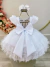 Vestido Infantil Branco Luxo C/ Renda e Aplique de Flores (8006BR) na internet