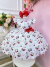 Vestido Infantil Branco Estampa Cereja C/ Broche Festas Luxo (1374BC) - Lorhei babys