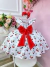 Vestido Infantil Branco Estampa Cereja C/ Broche Festas Luxo (1374BC) na internet