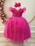 Vestido Infantil Longo Pink C/ Apliques e Renda