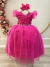 Vestido Infantil Longo Pink C/ Apliques e Renda