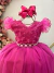 Vestido Infantil Longo Pink C/ Apliques e Renda