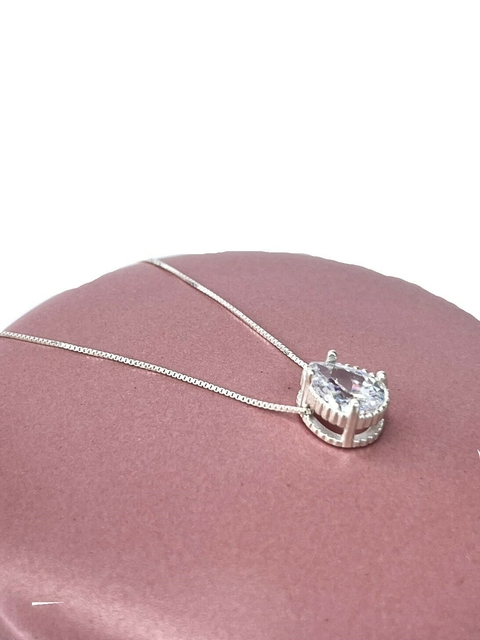 Colar Gota Luxo com Zircônia Cristal - Prata 925