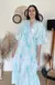 Vestido Longo Bordado com Lurex Água