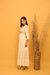 Vestido Longo Branco Boho Listrado com Leise - Muzi Oficial