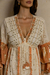 Vestido Longo Boho Salmão com Babados e Laise na internet