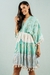 Vestido Curto Boho Verde Água com Estampa em Lurex e Tassels - comprar online