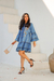 Imagem do Vestido Jeans Curto Azul com Bordado e Manga Longa