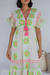 Vestido Longo Boho Rosa com Bordado de Flor e Tassel na internet