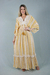 Vestido Longo Boho Amarelo com Aplique de Franja e Tassel