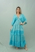 Vestido Longo Boho Azul com Lese e Espelhos