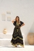 Vestido Longo Boho Preto com Detalhes Espelhados e Tassel