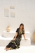 Vestido Longo Boho Preto com Detalhes Espelhados e Tassel - comprar online