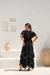 Vestido Longo Boho Preto com Detalhes Espelhados e Tassel - loja online