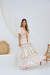 Vestido Longo Boho Rosa com Estampa de Folhas e tassel