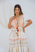 Imagem do Vestido Longo Boho Rosa com Estampa de Folhas e tassel