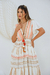 Vestido Longo Boho Rosa com Estampa de Folhas e tassel - comprar online
