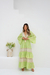 Vestido Longo Boho Verde com Detalhes em Renda e Lurex