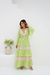 Vestido Longo Boho Verde com Detalhes em Renda e Lurex - Muzi Oficial