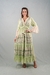 Vestido Longo Boho Verde com Rendas e Perolas