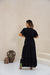 Vestido Longo Boho Preto com Bordados Florais Coloridos - Muzi Oficial