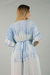 Vestido Longo Boho Azul Floral com Manga Babado e Tassel na internet