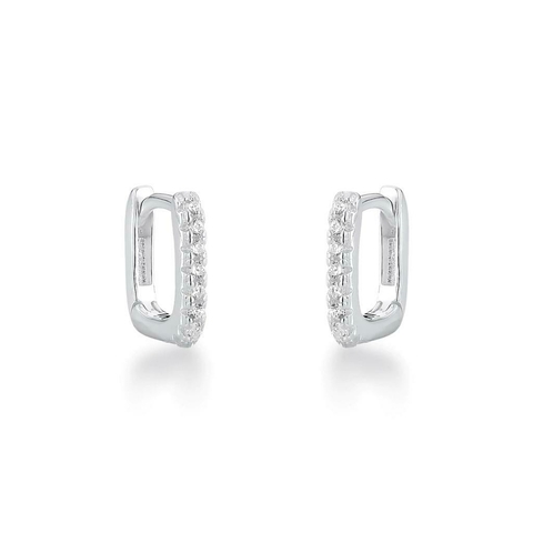 Brinco Argola Retângulo Cravejado