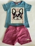 10461 BLUSA AZUL COM BERMUDA ROSA - comprar online
