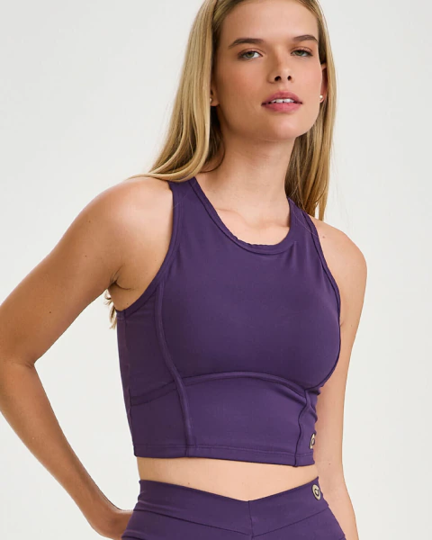 Top Cropped Alta Sustentação | ROXO | Caju Brasil