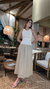 Vestido Longo Feminino com Cintura Deslocada – Malha Canelada e Saia em Tricoline / Vestido Renovo - loja online