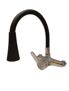 Griferia mezcla monocomando pared con pico flexible negro