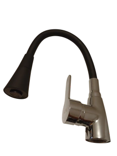 Griferia monocomando pico flexible rociador negro - comprar online
